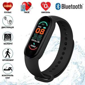 Фітнес браслет FitPro Smart Band M6 (смарт годинник, пульсоксиметр, пульс). Колір чорний